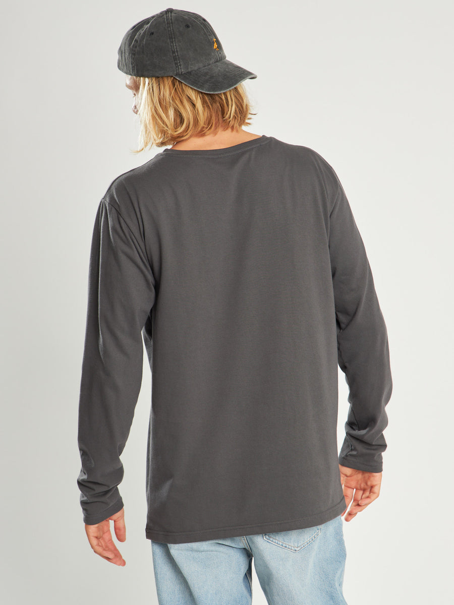 Polera ML Bolsillo Gris Oscuro